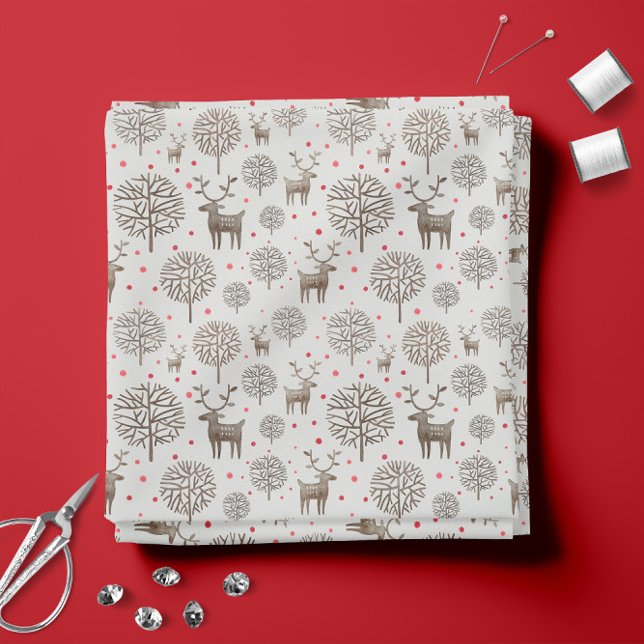 Tela Patrón de reno 🦌 azul pastel (Pastel Blue 🦌 Cute Reindeer Pattern Fabric -- Choose from 7 Fabric Types)