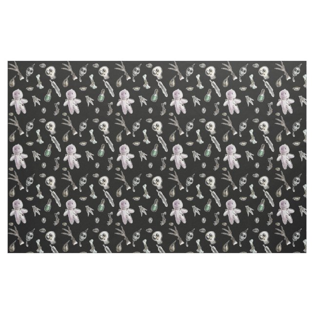 Tela Patrón de repetición de vudú de Kawaii ("Cuarto gordo" (fat quarter))