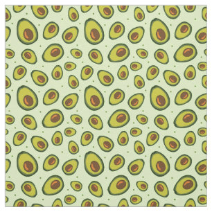 Tela Patrón de rodajas de aguacate verde y marrón