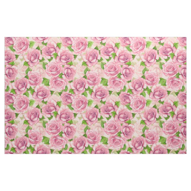 Tela Patrón de rosas de acuarela rosa ("Cuarto gordo" (fat quarter))