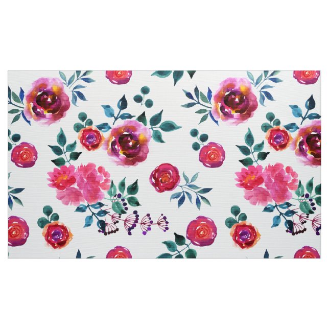 Tela Patrón de rosas rojas pintadas a mano (Yarda)