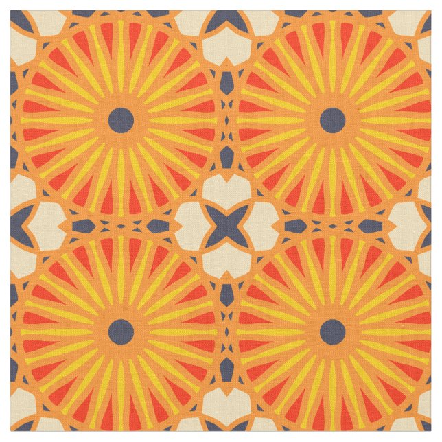 Tela Patrón de rueda Kaleidoscope P Amarillo rojo oscur (De cerca)