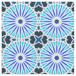 Tela Patrón de rueda Kaleidoscope P Marina azul blanca