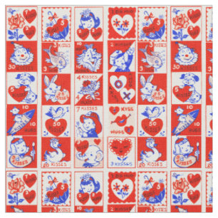 Tela Patrón de sello vintage de San Valentín de los año