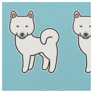 Tela Patrón de Shiba Inu de dibujos animados blancos