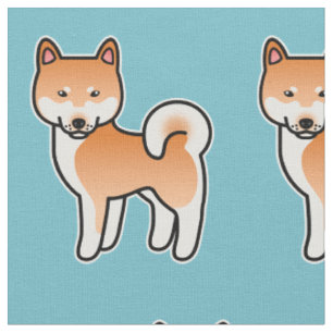Tela Patrón de Shiba Inu de dibujos animados rojos