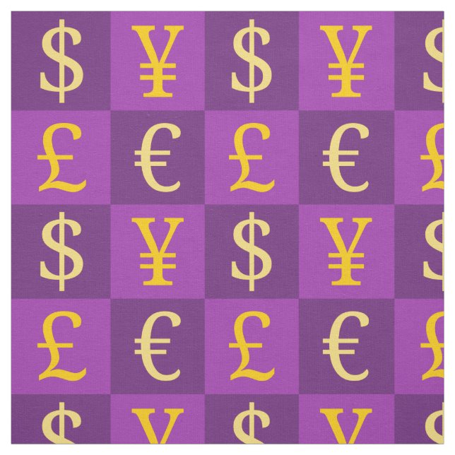 Tela Patrón de signos de monedas de dinero internaciona (Retal)