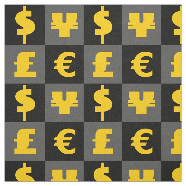 Tela Patrón de signos de monedas de dinero internaciona (Retal)