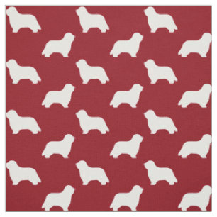 Tela Patrón de Siluetas de Collie Barbudo Rojo y Blanco
