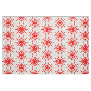 Tela Patrón de Sol 02 - Rojo sobre Blanco