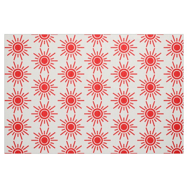 Tela Patrón de Sol 02 - Rojo sobre Blanco ("Cuarto gordo" (fat quarter))