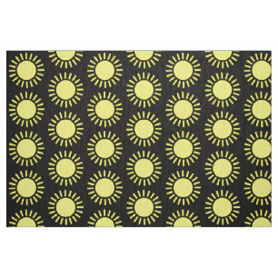 Tela Patrón de sol - Amarillo sobre negro