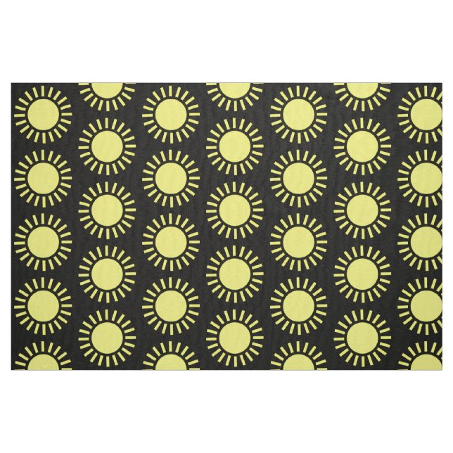 Tela Patrón de sol - Amarillo sobre negro ("Cuarto gordo" (fat quarter))