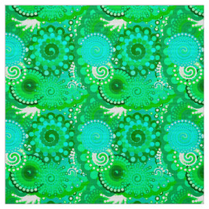 Tela Patrón de Swirl fractal, Jade, Turquesa y Aqua