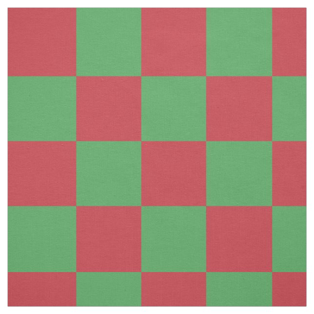 Tela Patrón de tablero de ajedrez rojo y verde (Retal)