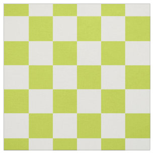 Tela Patrón de tablero de ajedrez verde lima y blanco