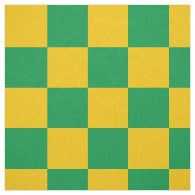 Tela Patrón de tablero de ajedrez verde y amarillo (Retal)