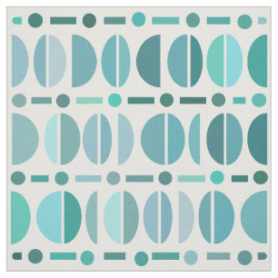 Tela Patrón de tazones retro de Boho Turquoise