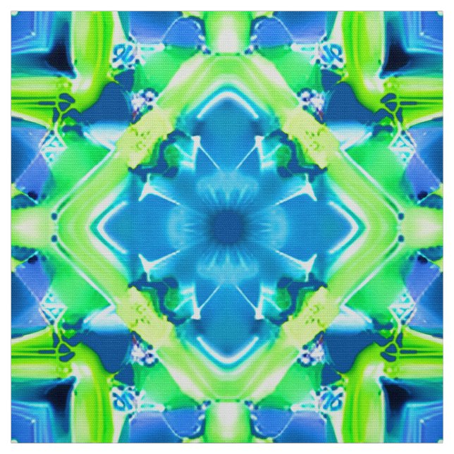 Tela Patrón de tinte azul cobalto y verde limón (Retal)