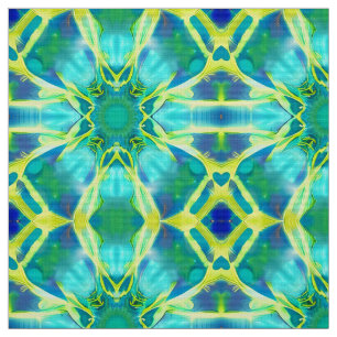 Tela Patrón de tinte de cola azul cobalto y amarillo