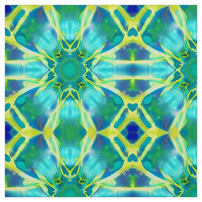 Tela Patrón de tinte de cola azul cobalto y amarillo (Retal)