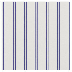 Tela Patrón de tiras/lino azul y blanco medianoche