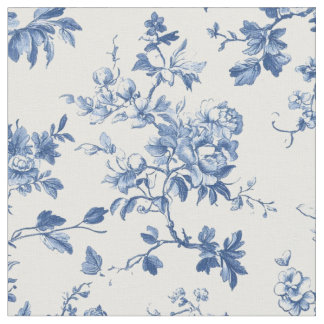 Tela Patrón de Toile Botánico Azul Claro