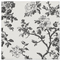 Patrón de Toile de Rama Floral Negra