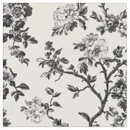 Tela Patrón de Toile de Rama Floral Negra