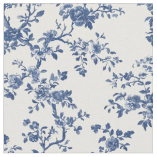 Tela Patrón de Toile Floral Antiguo Azul