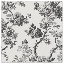 Patrón de Toile Floral Negro Antiguo