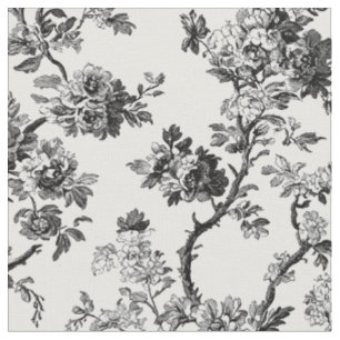 Tela Patrón de Toile Floral Negro Antiguo