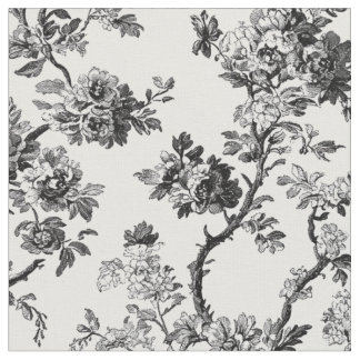 Tela Patrón de Toile Floral Negro Antiguo
