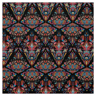 Tela Patrón de tradición floral geométrica luminosa 