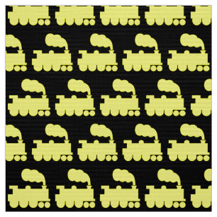 Tela Patrón de tren de vapor - Amarillo sobre negro