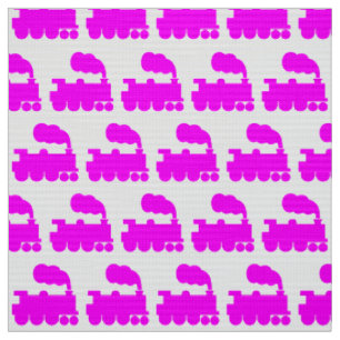 Tela Patrón de tren de vapor - Magenta sobre blanco
