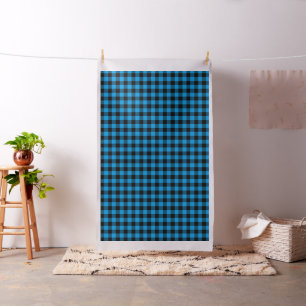 Tela Patrón de trenzado de búfalo azul negro Lumberja