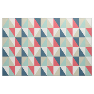 Tela Patrón de triángulos retro geométrico rojo y azul