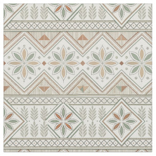 Tela Patrón de tribal de plántulas florales geométricas