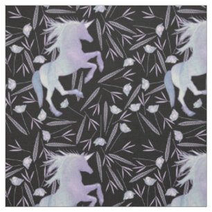 Tela Patrón de Unicornio Azul Purpura y Rosa