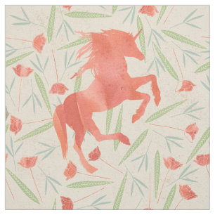 Tela Patrón de Unicornio de Salmón Coral