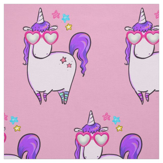 Tela Patrón de unicornio en forma de corazón (Retal)