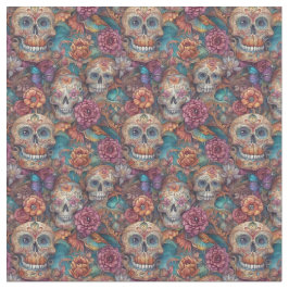 Tela Patrón de vacaciones - Calaveras de azúcar y marip