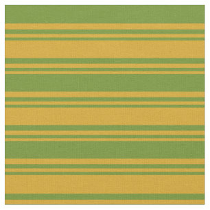 Tela Patrón de varilla de oro y de color verde en lino/