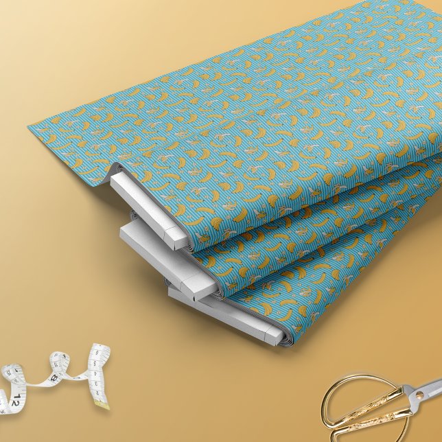 Tela Patrón de vectores de banda de banana | Azul turqu (Subido por el creador)