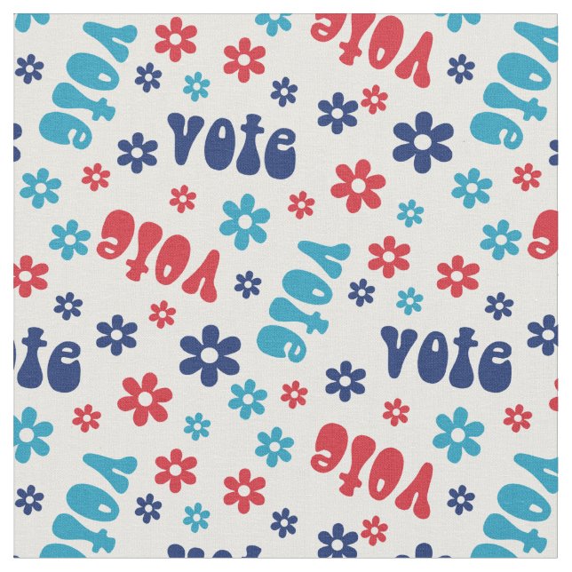 Tela Patrón de voto groovy blanco (De cerca)