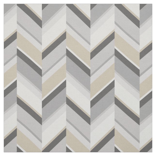 Tela Patrón de zigzag geométrico gris neutro en Moda (Retal)