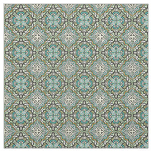 Tela Patrón Deco Nouveau Verde Menta Turquesa Retro