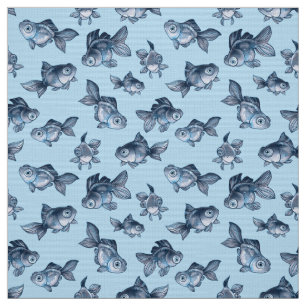 Tela Patrón decorativo azul inmaculado con peces