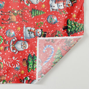 Tela Patrón decorativo de Navidad con fondo rojo